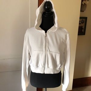 H&M Divided hoodie size L cropped with zippered front and pockets Ptp 23”